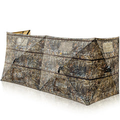 Hunthor 4-panel duck blind folded compact for easy carry.