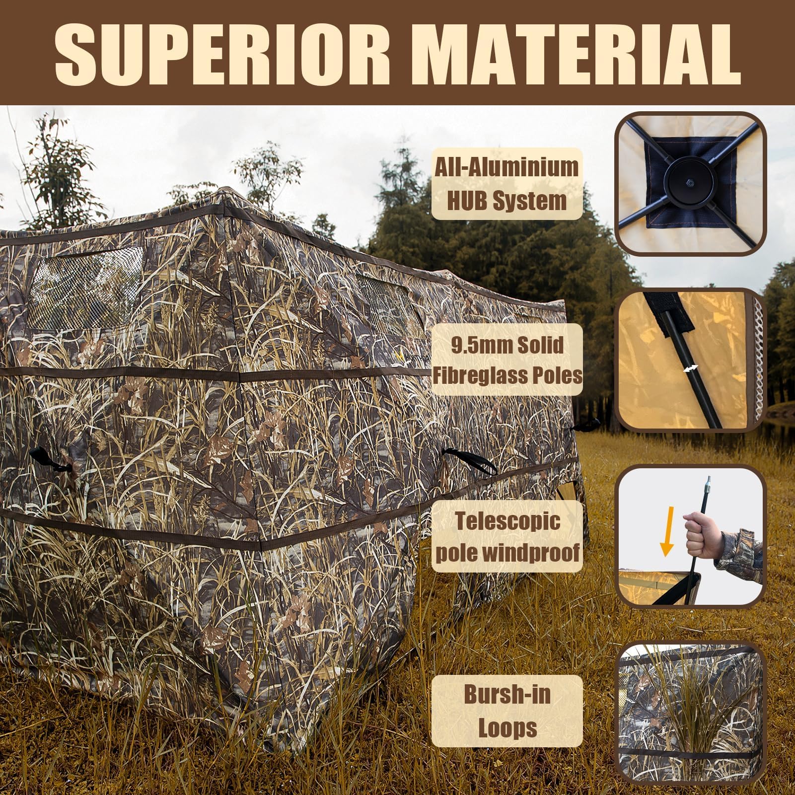 Hunthor duck blind dog doors with silent track ease pets during hunts.