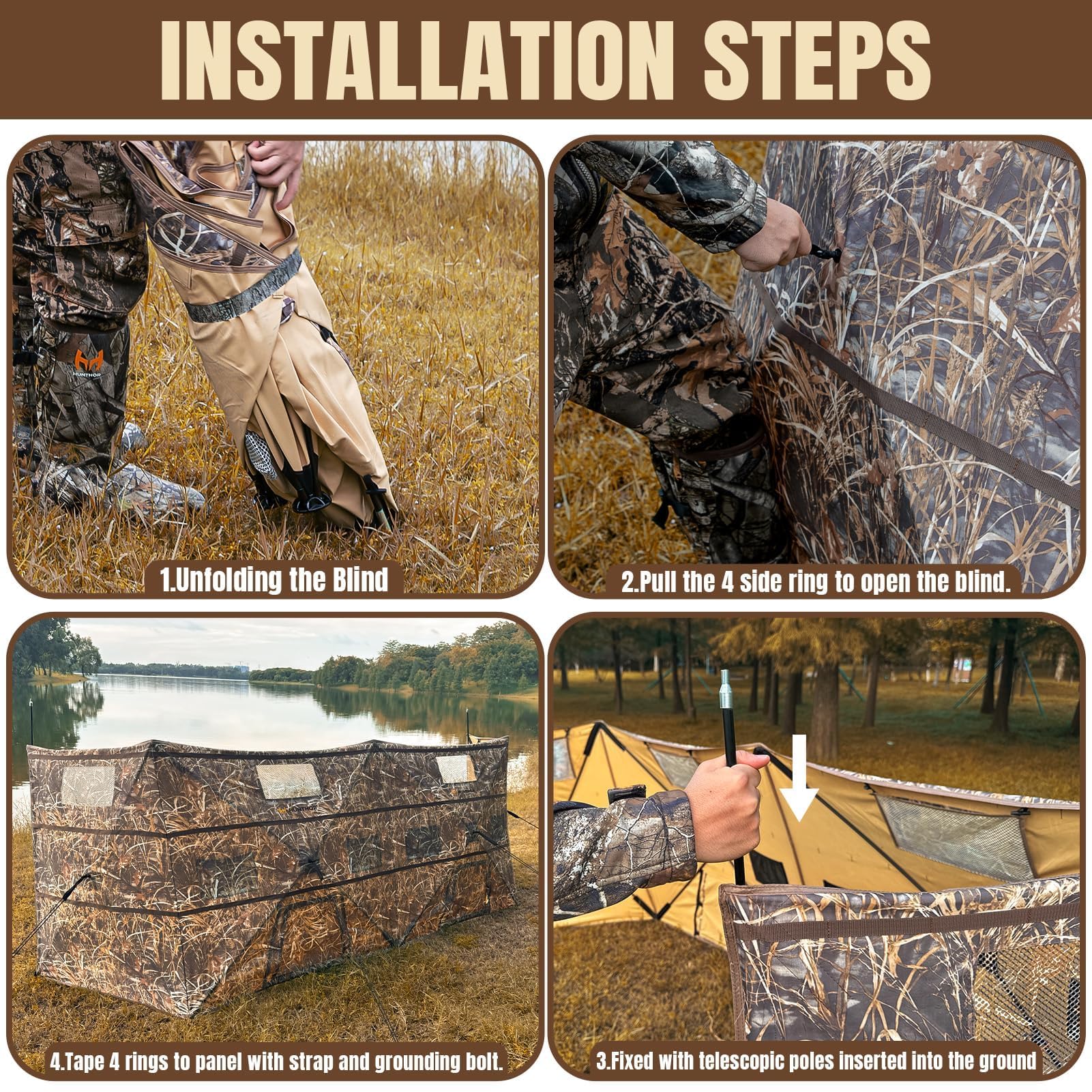 Hunthor blind pockets and ammo holders keep gear handy during hunts.