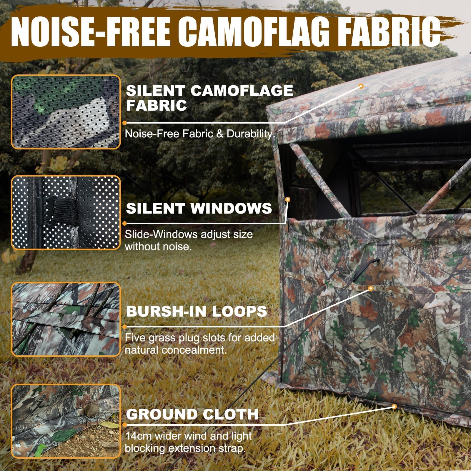 Hunthor hunting blind 288-degree see-through window view for surround awareness