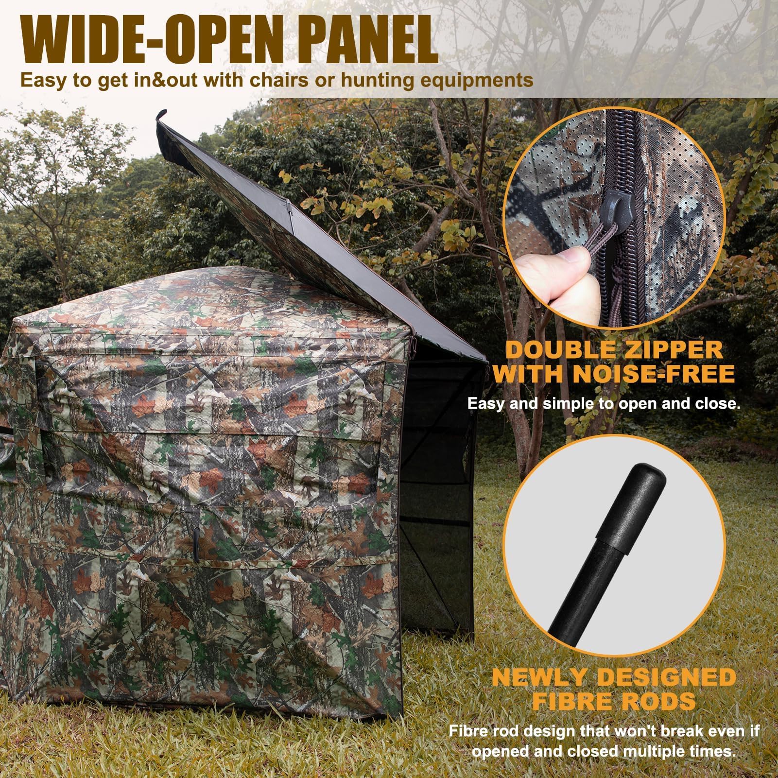 Hunthor hunting blind durable fiber poles withstand wind rain and snow