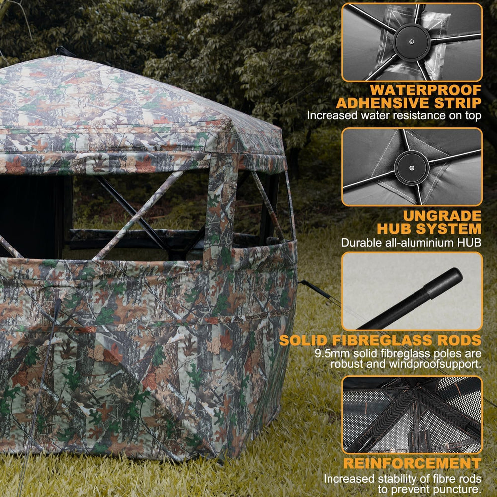 Hunthor hunting blind full-open door enables easy access for wheeled entry