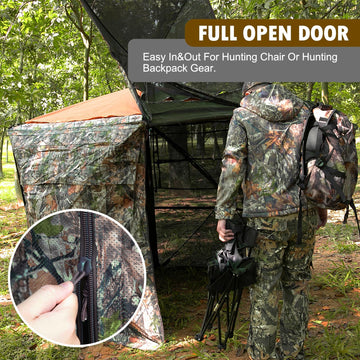 Hunthor hunting blind silent zipper windows reduce noise for stealth.