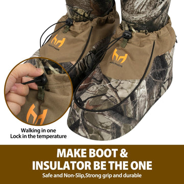 Hunthor insulated boot covers camouflage pattern for better forest concealment