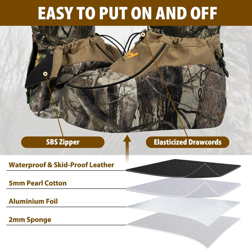 Hunthor insulated boot covers non-slip PU sole aids secure grip on slippery surfaces