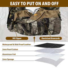 Hunthor insulated boot covers non-slip PU sole aids secure grip on slippery surfaces
