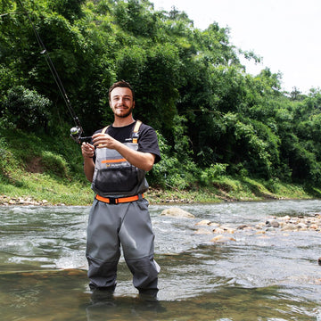In-use shot of Hunthor waders for fly fishing and hunting