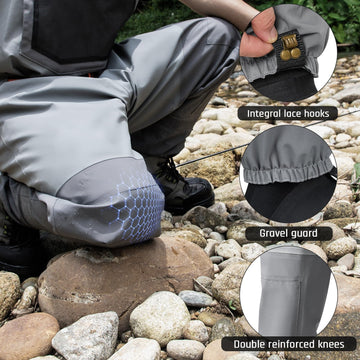 Reinforced knee area on Hunthor waders for durability