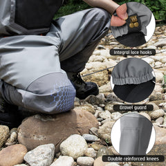 Reinforced knee area on Hunthor waders for durability