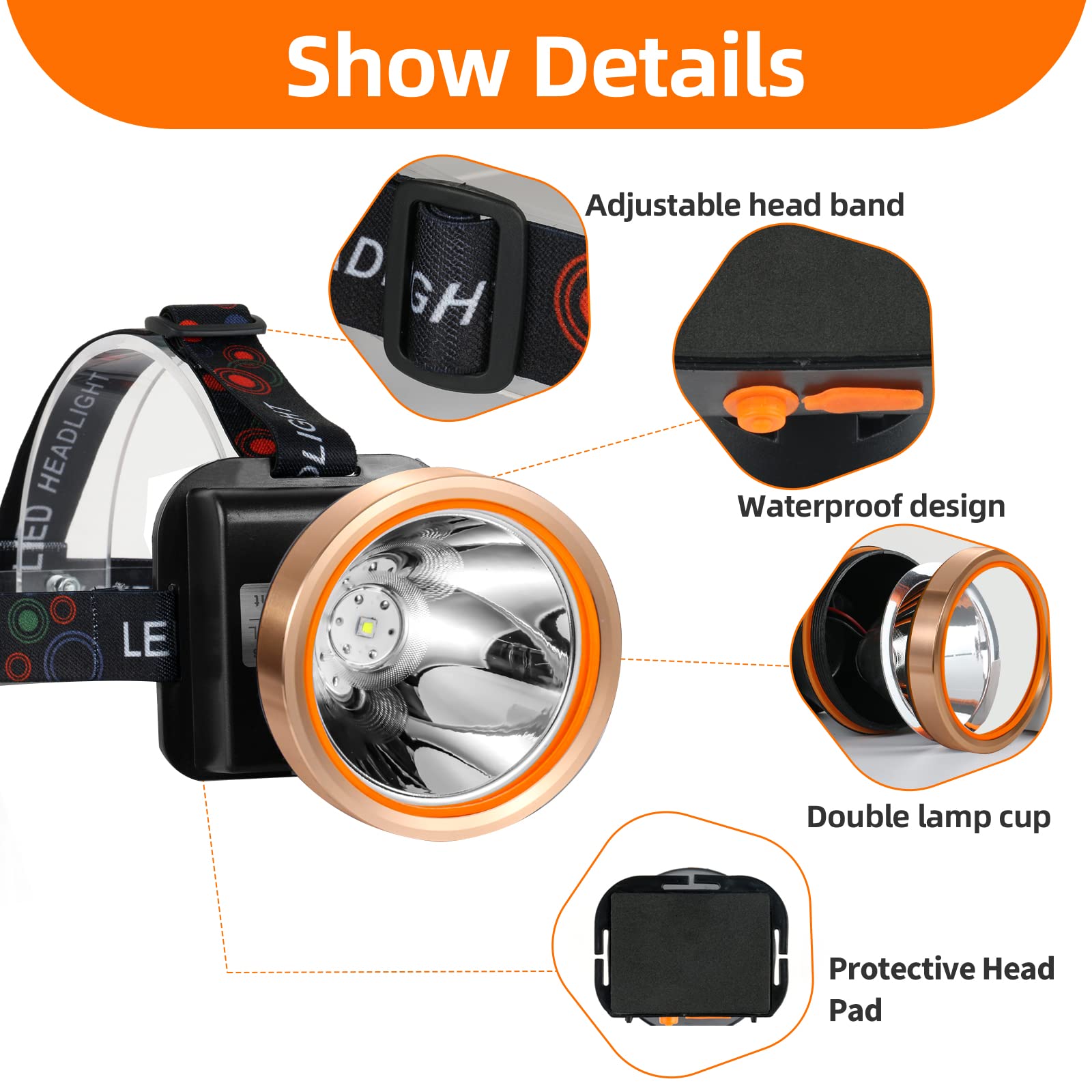 Hunting Friends headlamp 45-degree adjustable head for flexible lighting