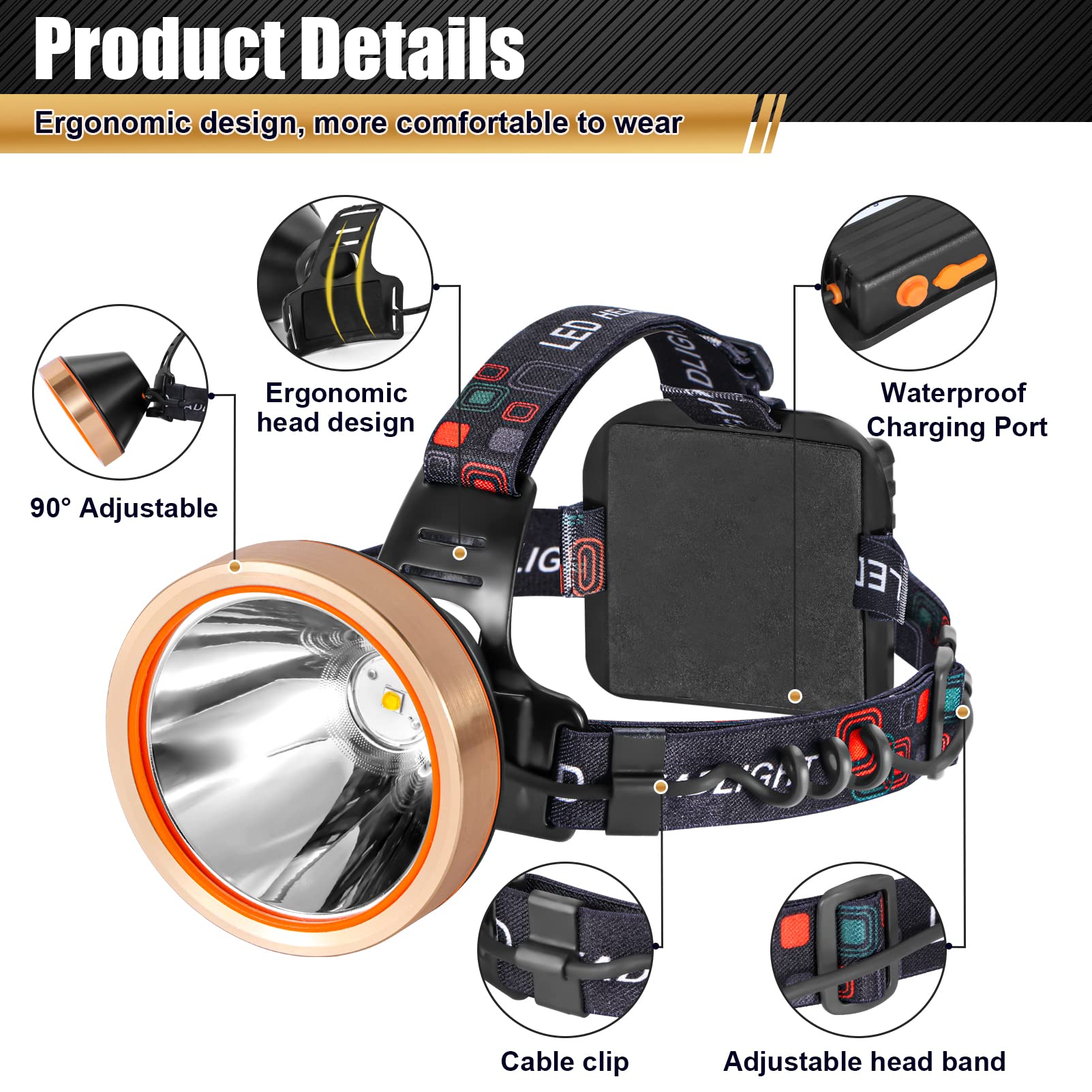 Hunting Friends headlamp with adjustable lamp head lets you direct light precisely where needed for task lighting