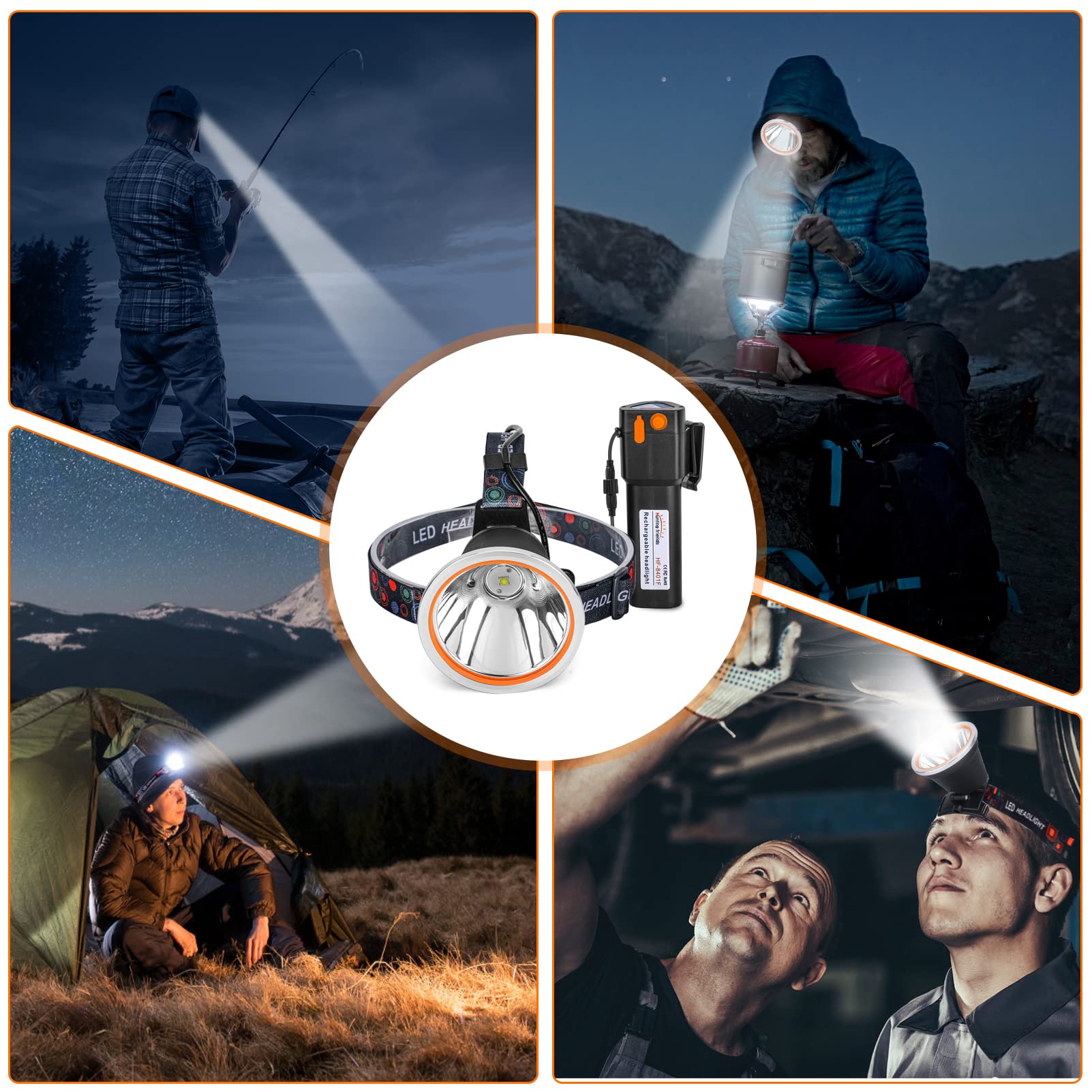 Hunting Friends headlamp side-strap view emphasizes secure adjustable fit for all sizes.