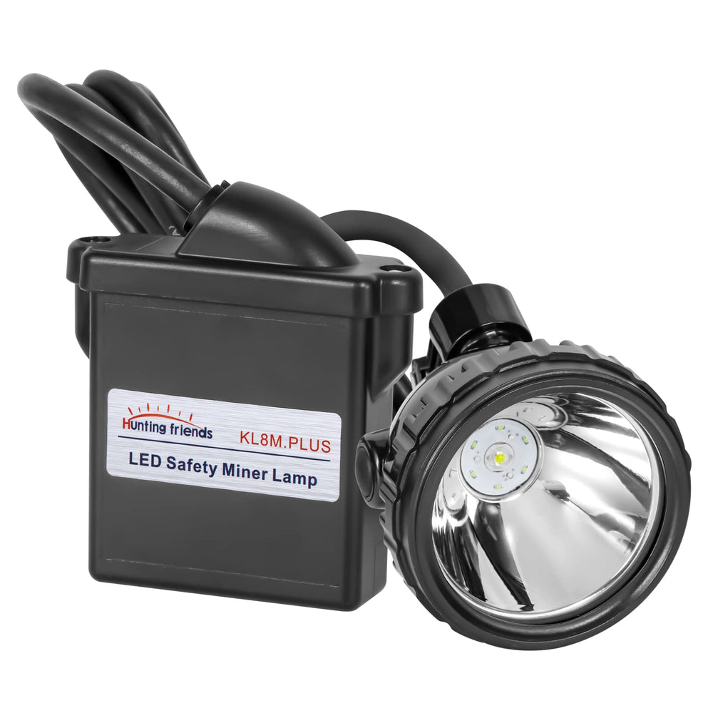 Hunting Friends Superbright Headlamp front view shows compact, powerful mining-ready design.