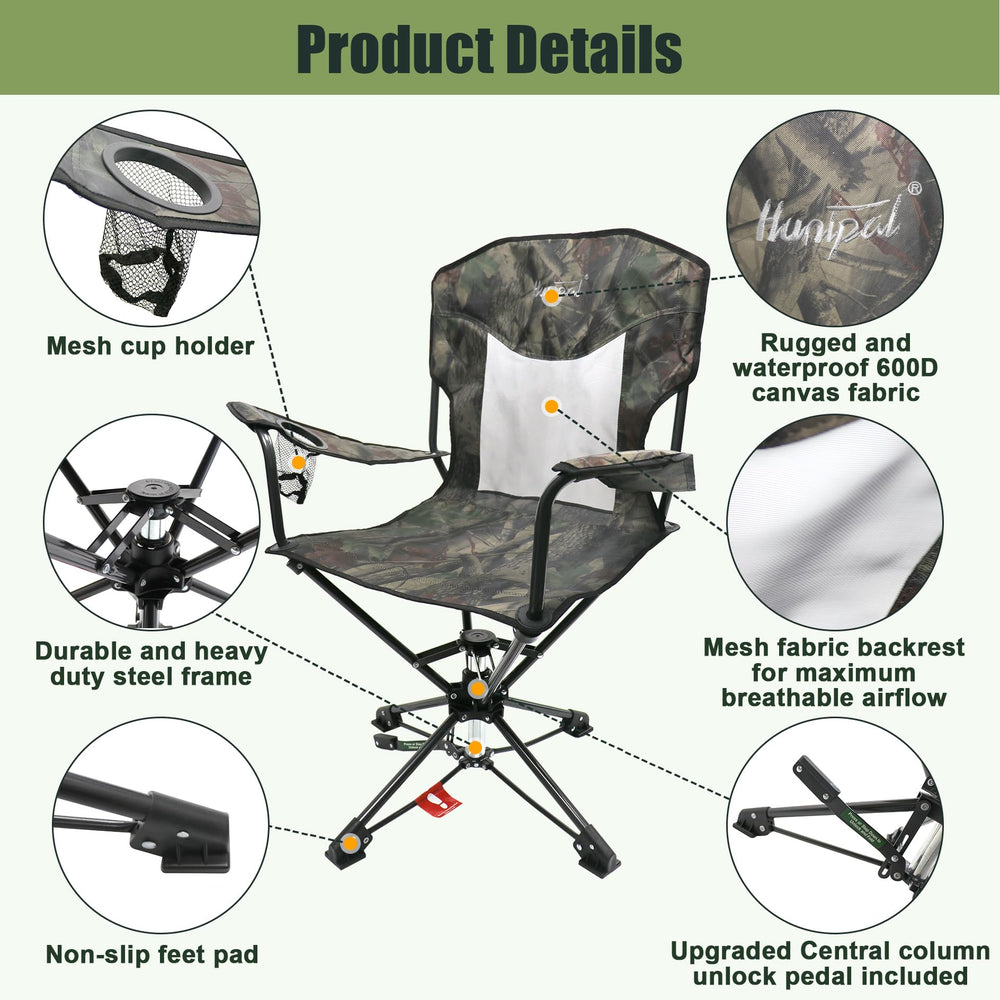 HUNTPAL swivel chair backrest shows taller support for long sits