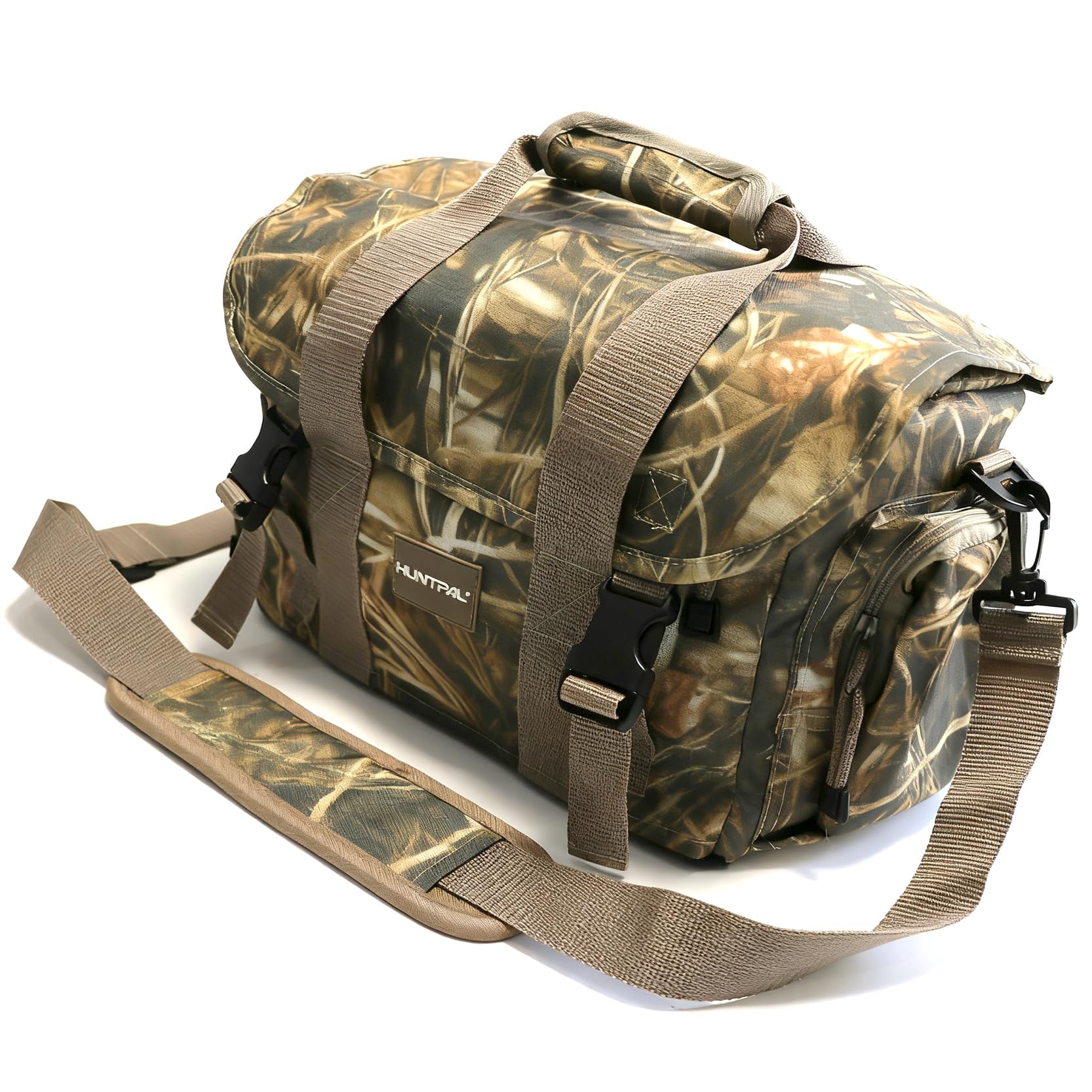 HUNTPAL hunting duffle with camo fabric for rugged field use.