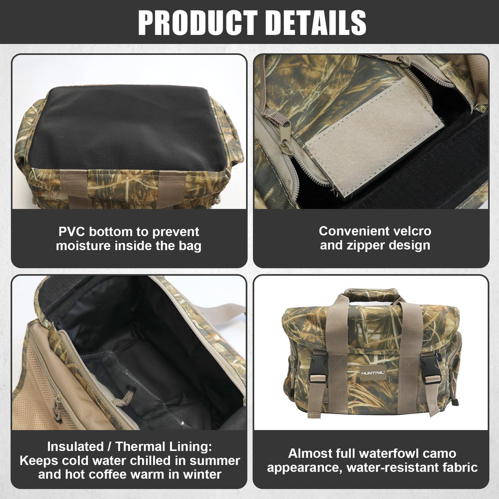 HUNTPAL padded shoulder strap enhances carrying comfort.