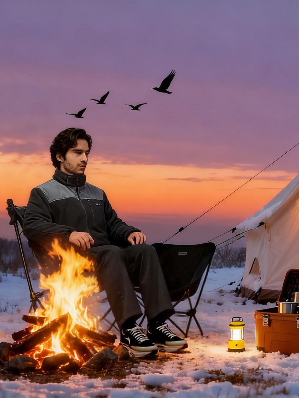 Hunt Quiet heated jacket back view highlights six heating zones for full-body comfort.