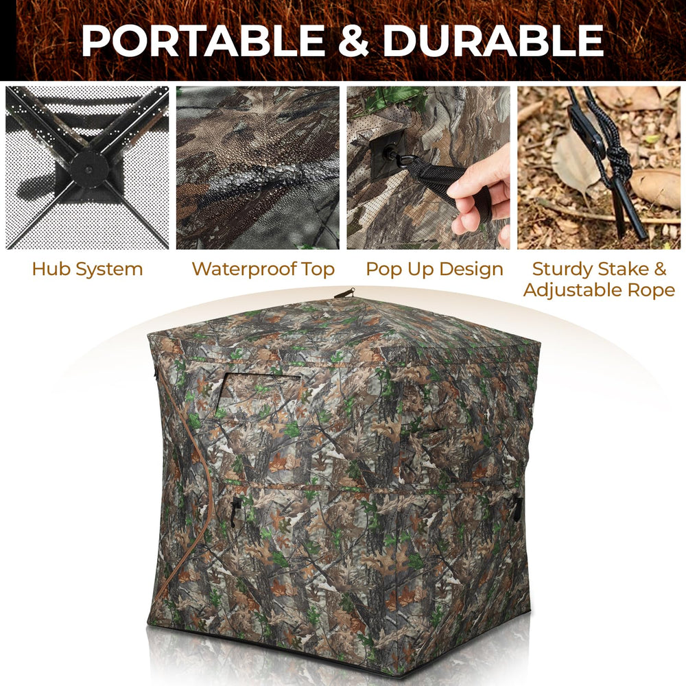 HUNTSEN dimensions support 2-3 hunters and gear comfortably