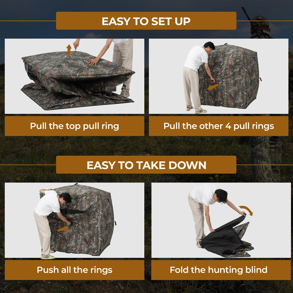 HUNTSEN easy setup and quick pop-up deployment