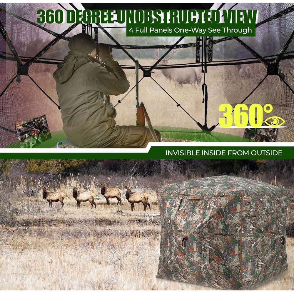 HUNTSEN ground blind uses durable fabric for harsh weather