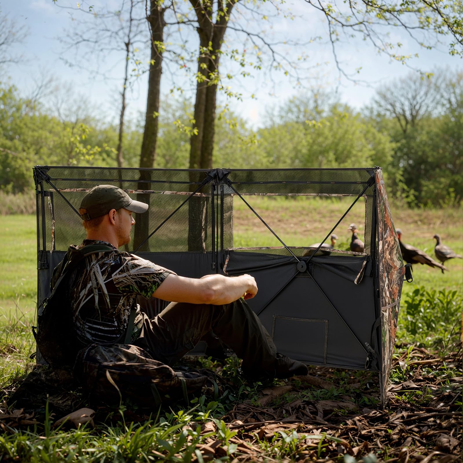 HUNTSEN ground stakes and wind ropes provide stability