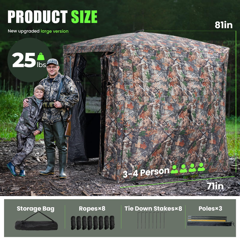 HUNTSEN blind includes brush-in loops to blend with surroundings.