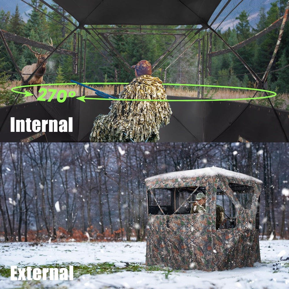 HUNTSEN hunting blind with magnetic full-open door enables quiet, easy entry and exit.