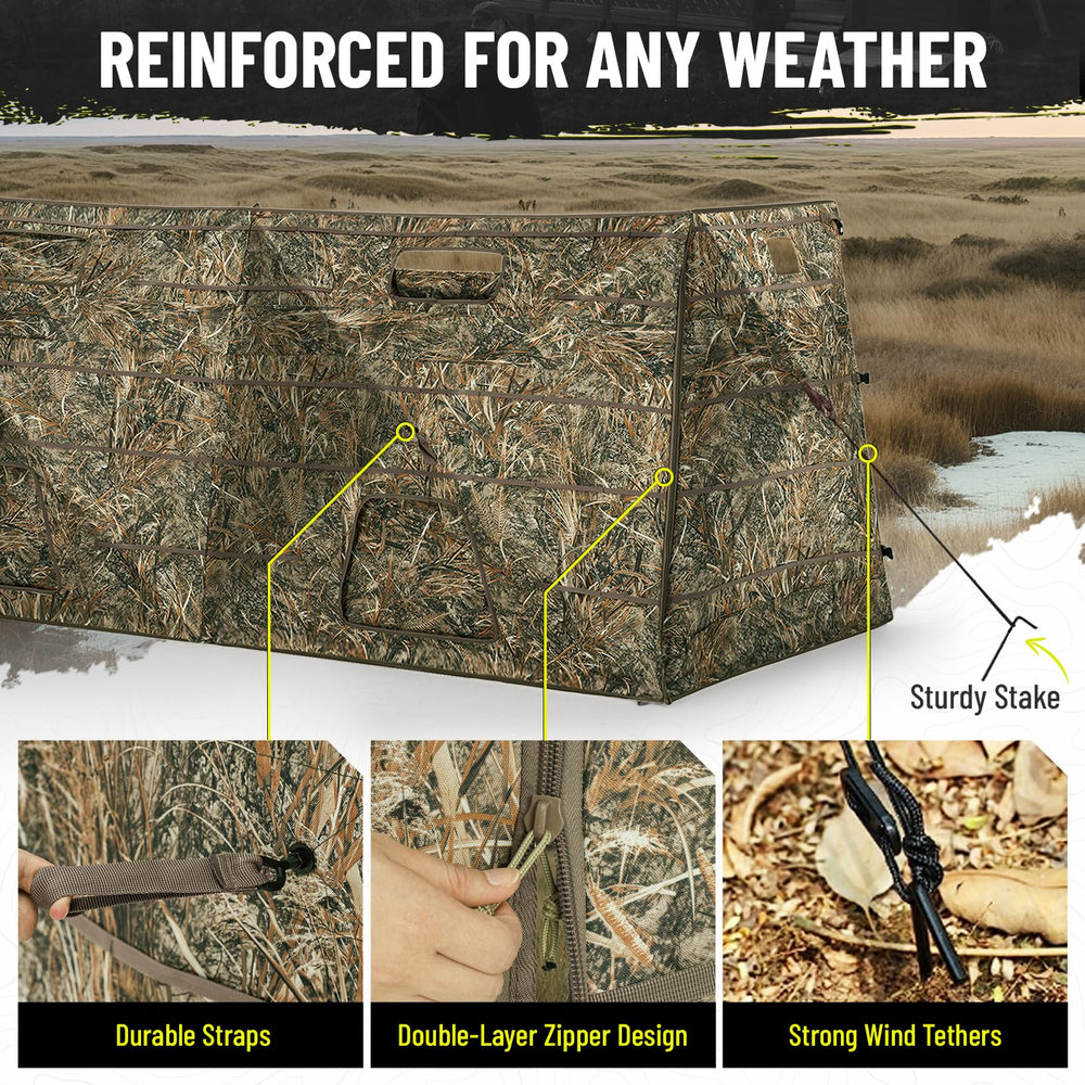 HUNTSEN hunting blind spacious interior fits 3–4 hunters comfortably