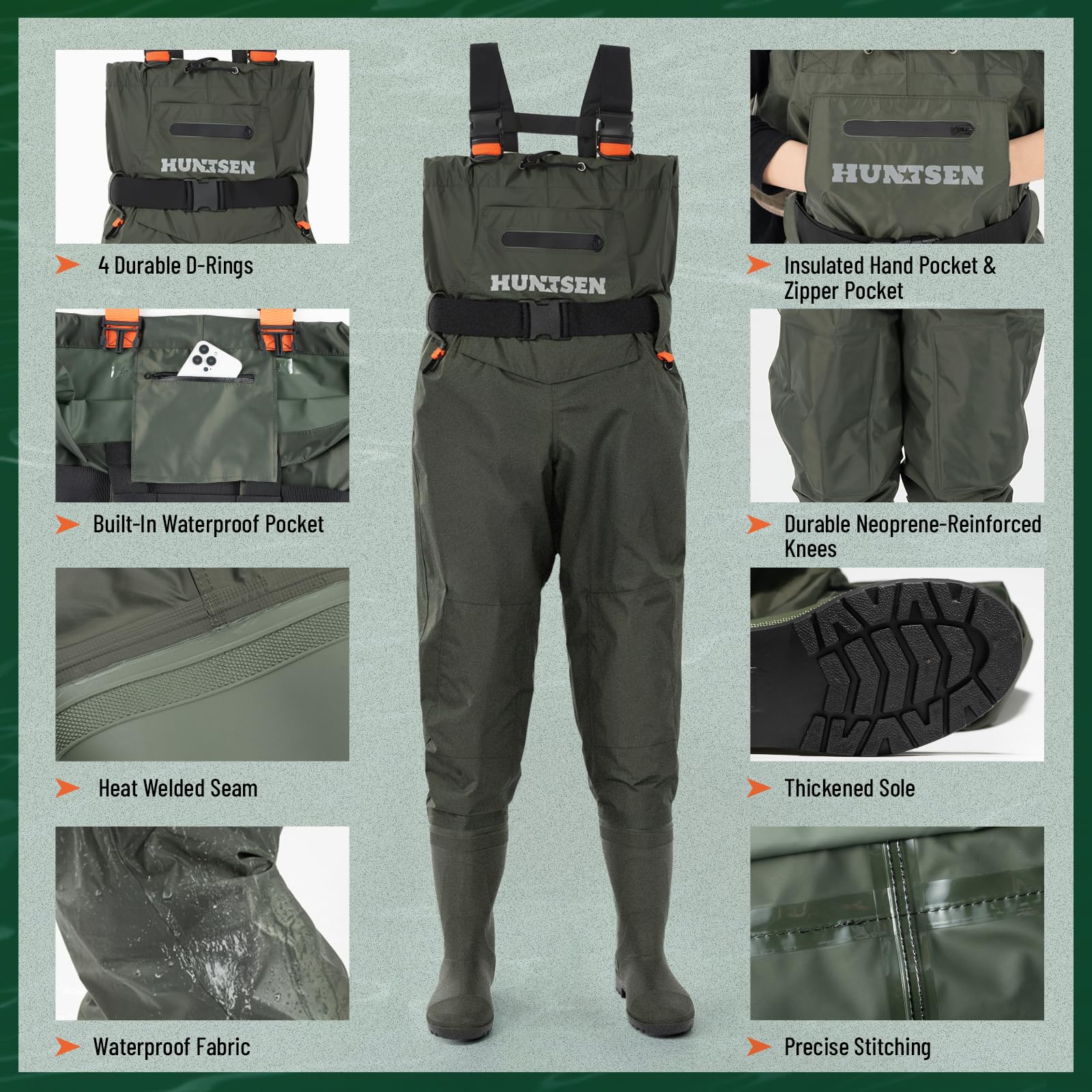 Reinforced knee area with Neoprene for durability and warmth