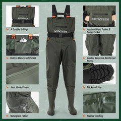 Reinforced knee area with Neoprene for durability and warmth