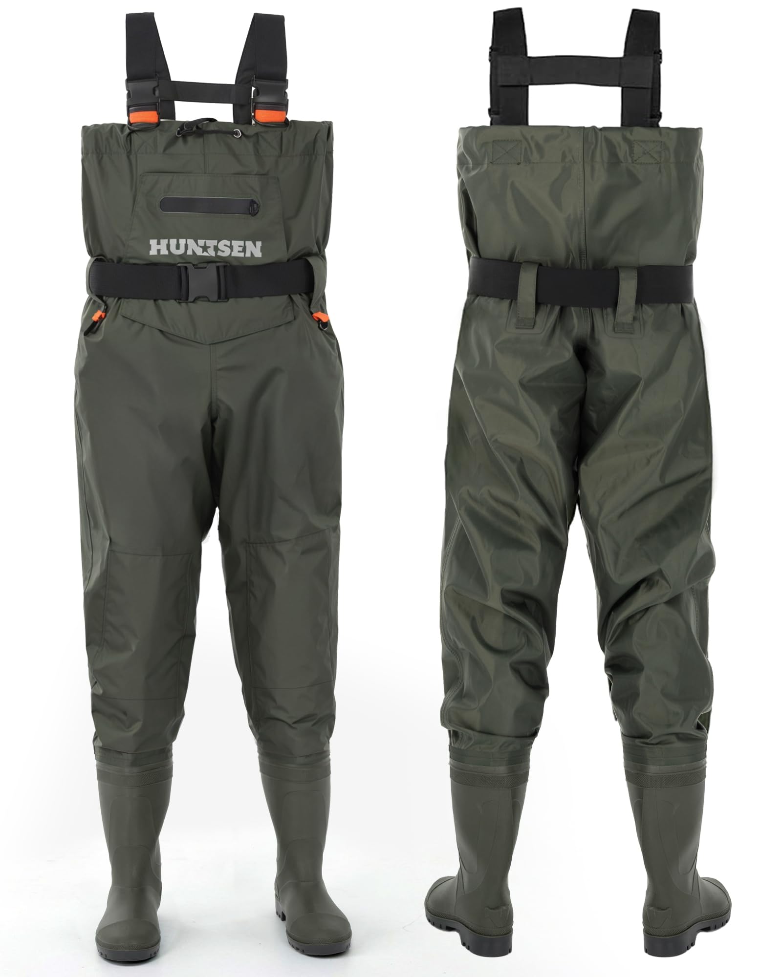 HUNTSEN waders include a free waterproof phone case for valuables protection