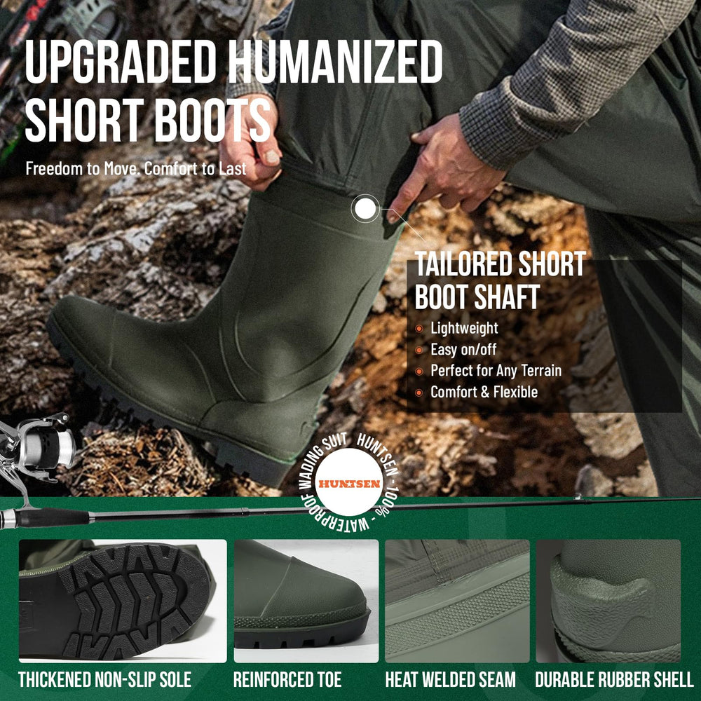 HUNTSEN waders with D-rings for gear attachment and kit organization