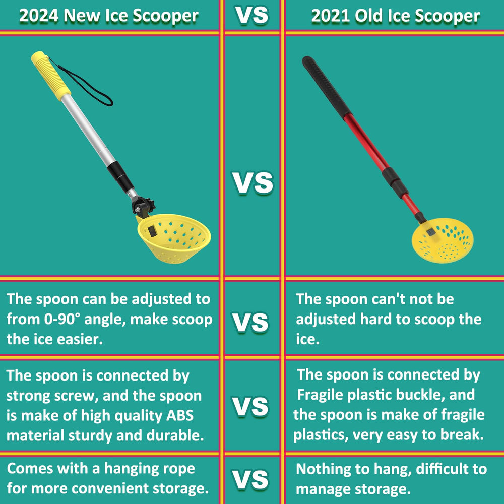 Portable lightweight aluminum ice fishing scoop with hanging rope