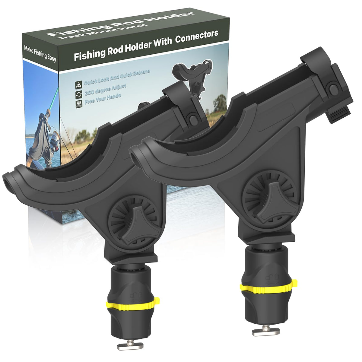 Huntury track mount rod holder on kayak keeps gear secure during paddling