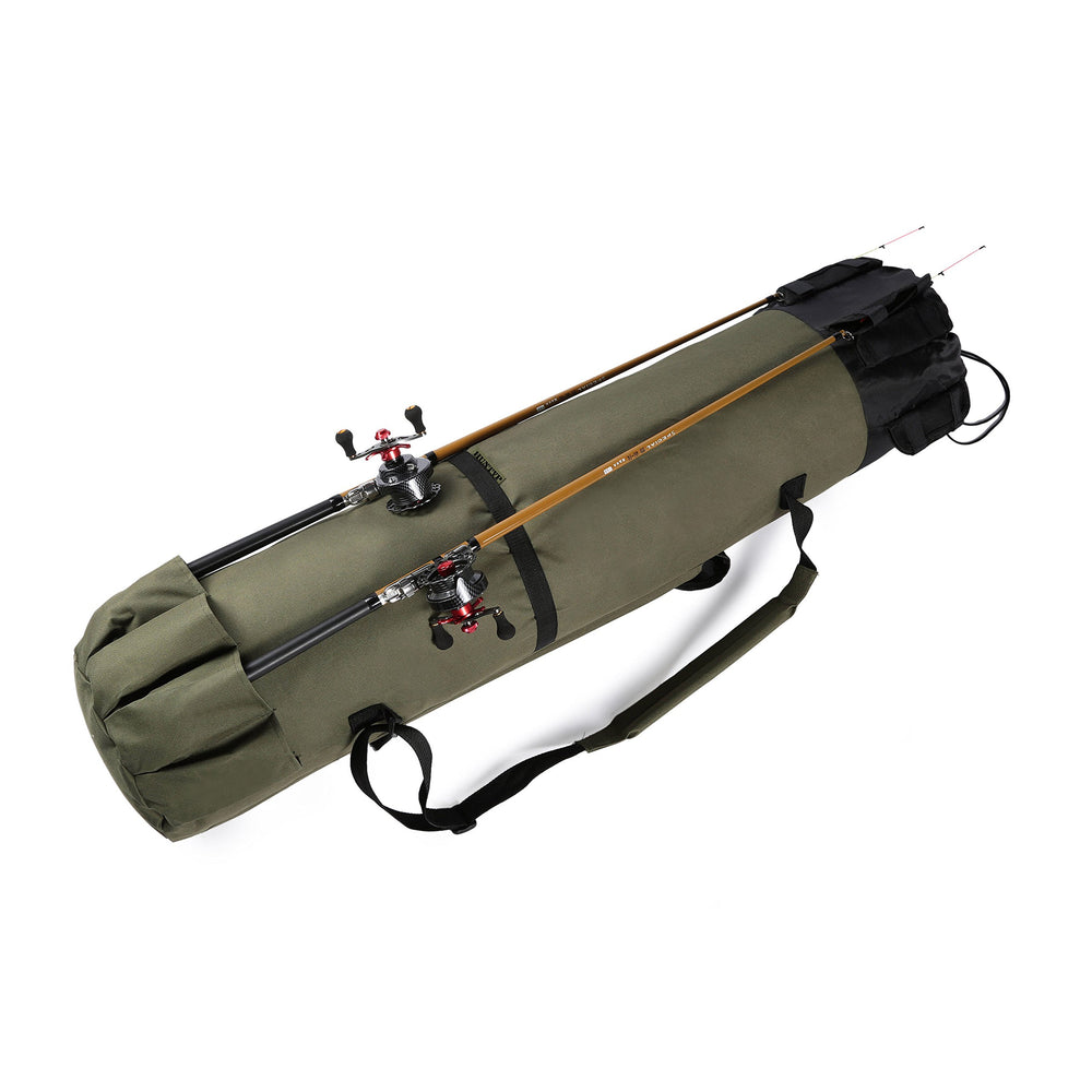 Huntvp fishing rod case bag Army Green Style A front view