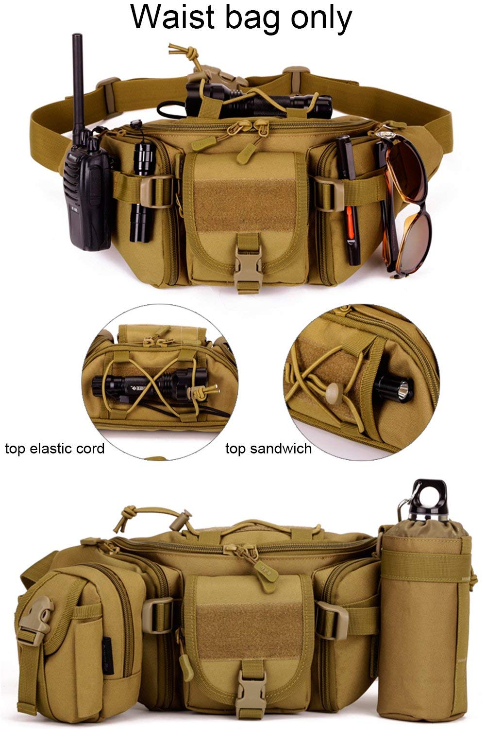 Huntvp Military Fanny Pack durable buckle highlights rugged outdoor use.