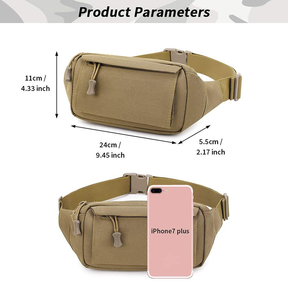 Huntvp Tactical Fanny Pack back view shows slim profile and adjustable strap.
