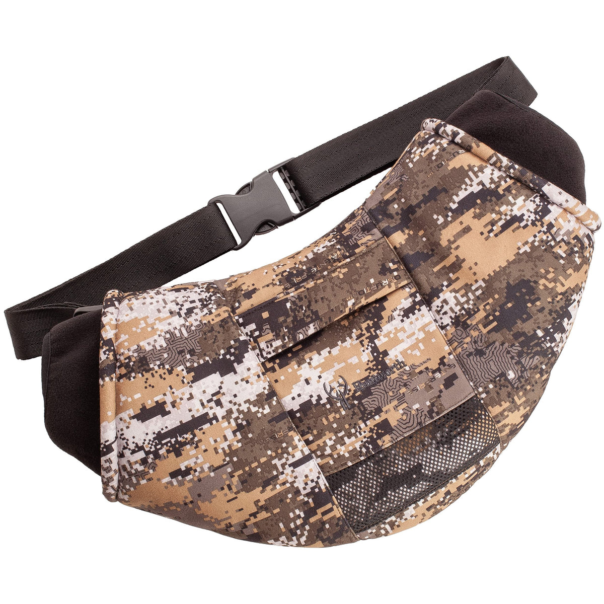 Huntworth Mammoth heated muff front view showing warm camo shell