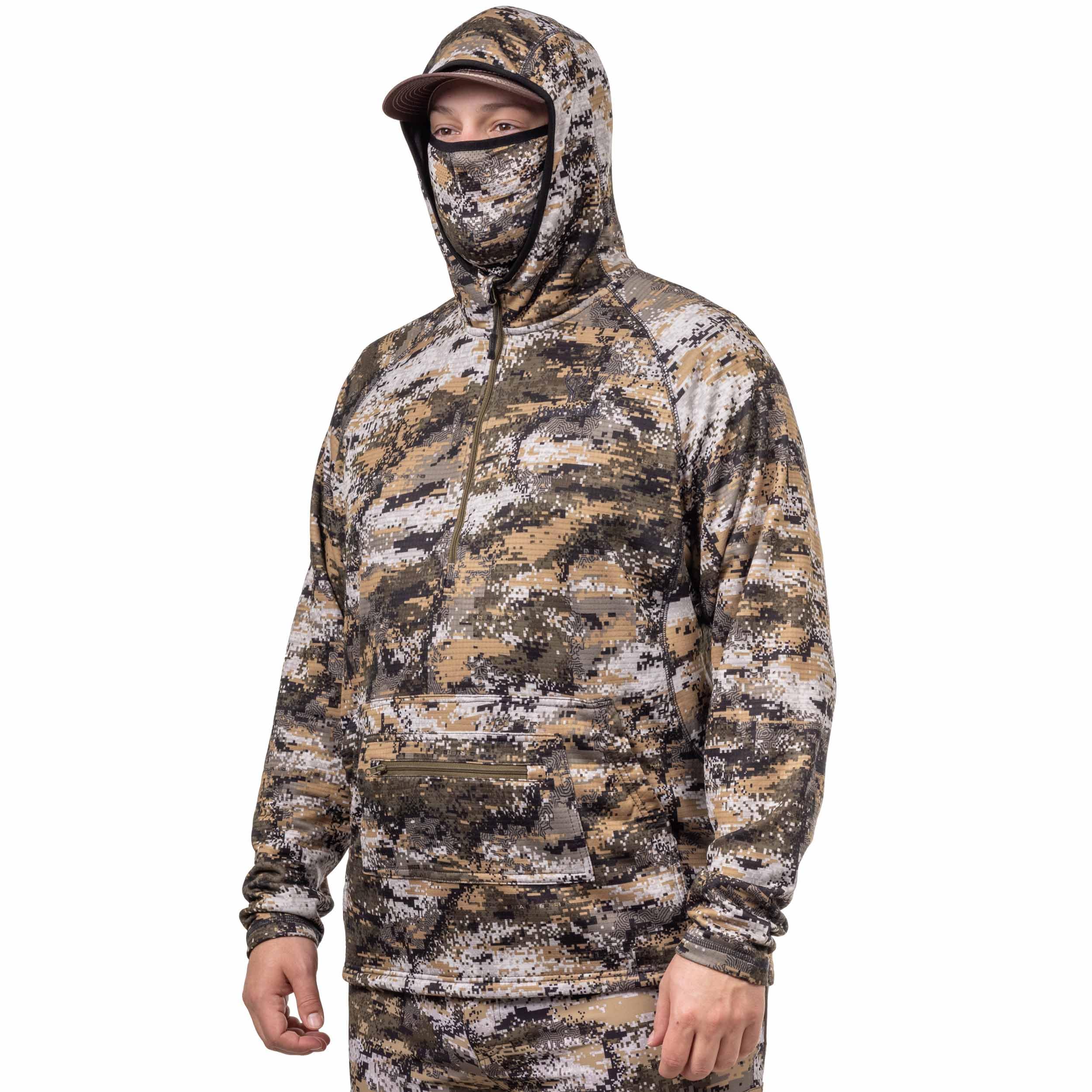 Huntworth Shelton hooded pullover with face mask for complete concealment when needed.