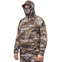 Huntworth Shelton hooded pullover with face mask for complete concealment when needed.