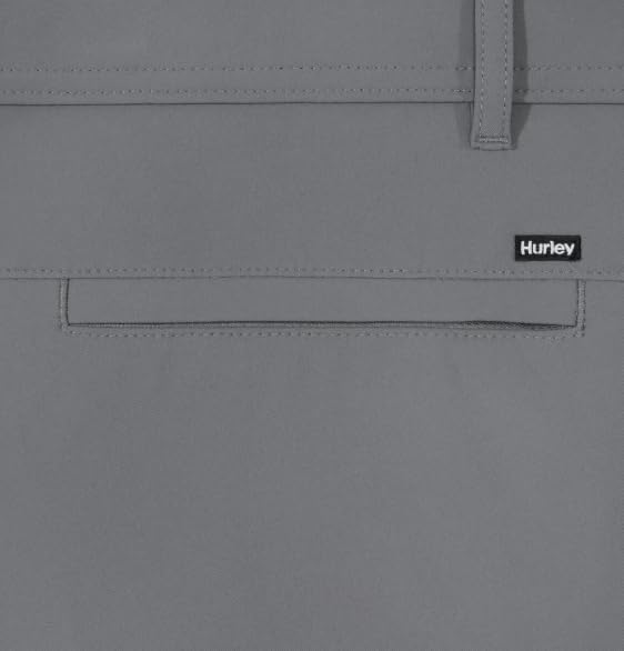 Hurley water-repellent hybrid pant gray, back view, flexible movement.