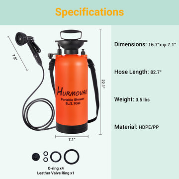 Hurmovae portable shower with 10 spray modes offers versatile outdoor cleaning.