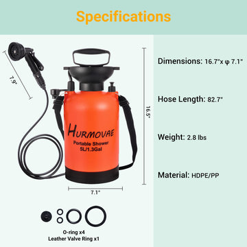 Hurmovae portable shower 10 spray modes enables versatile outdoor cleaning.