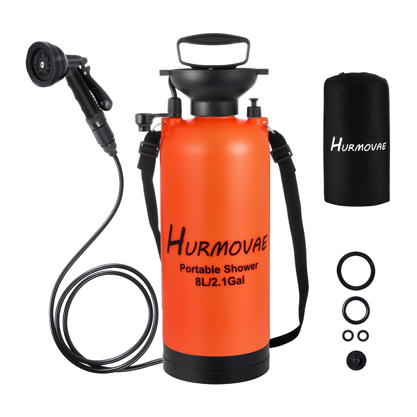 Hurmovae portable shower front view demonstrates compact, on-the-go rinse solution.