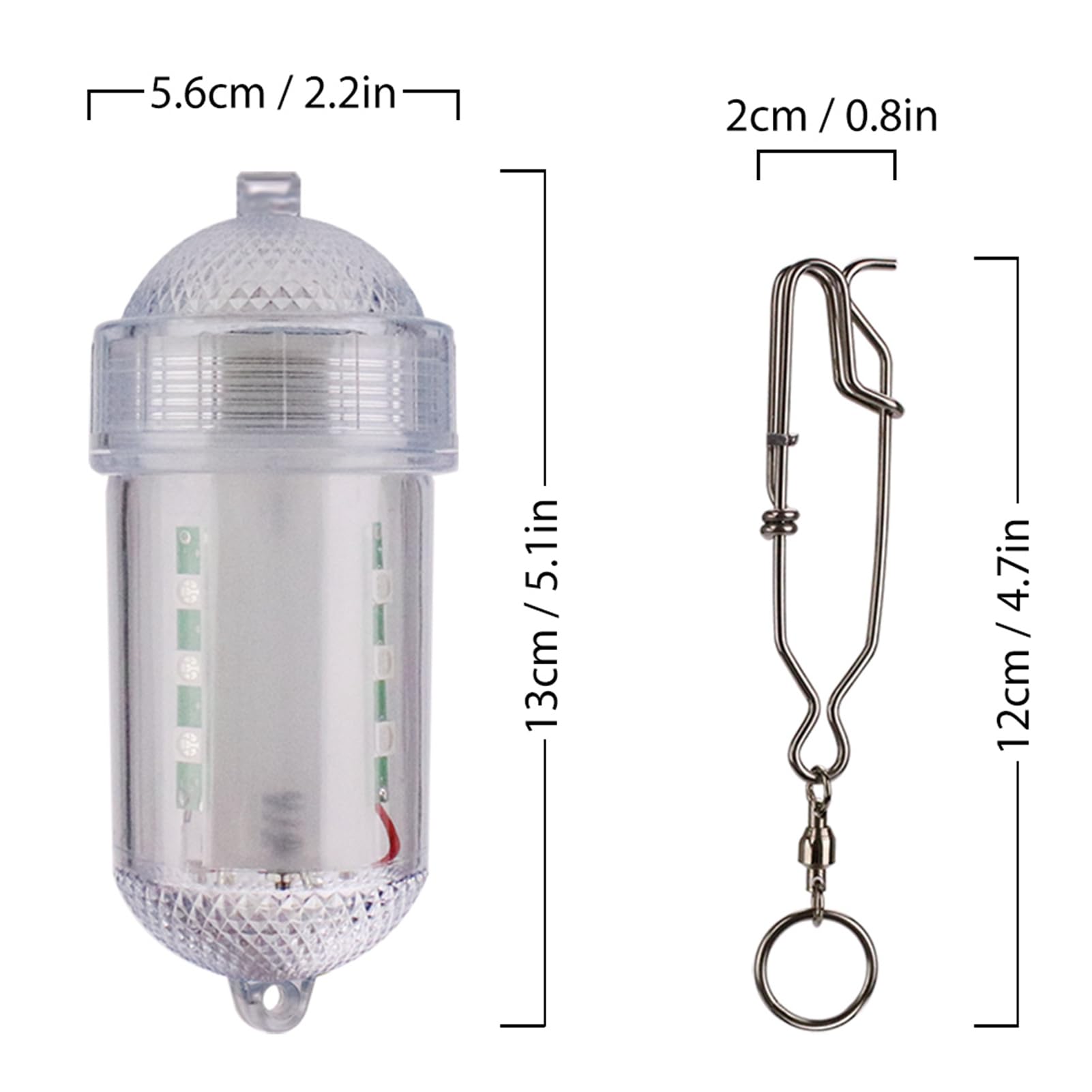 Water-resistant fishing light with rubber gasket