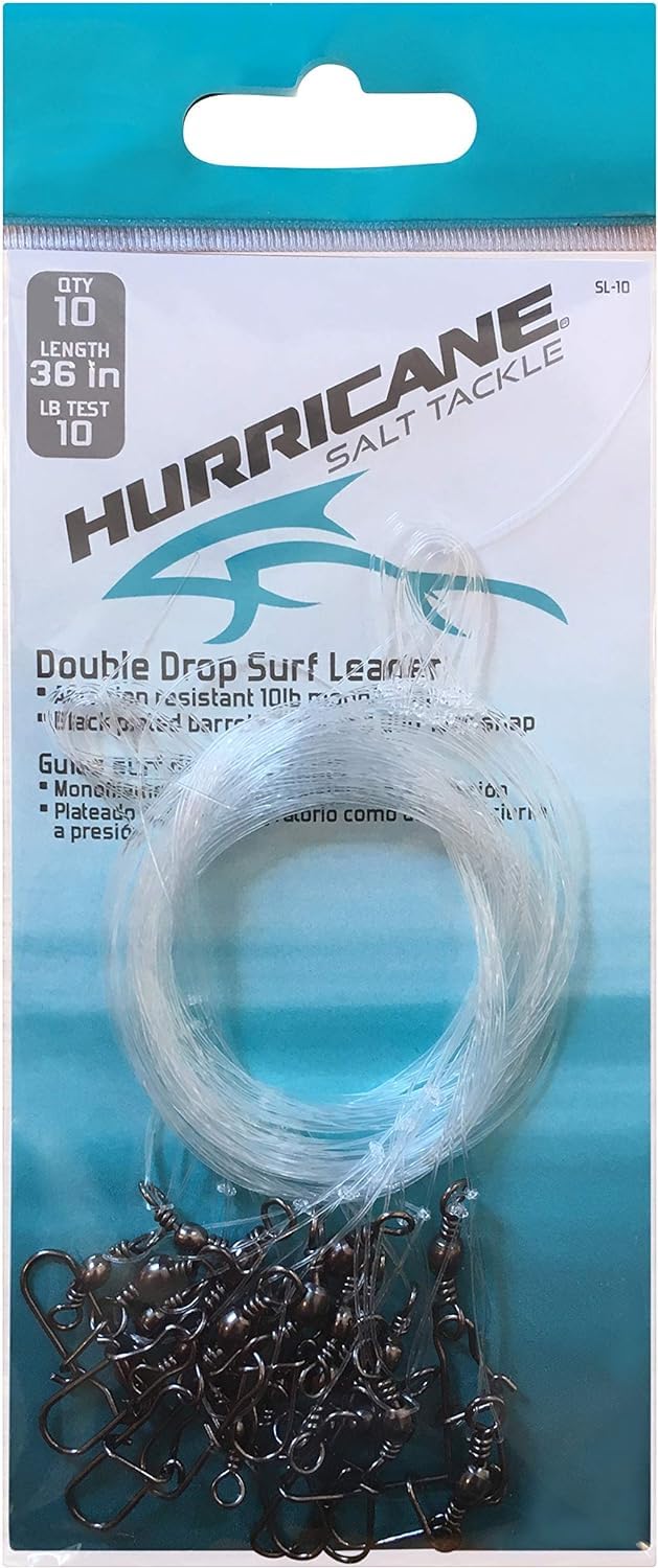 Hurricane Surf Fishing Leader Bundle 20lb double drop, suited for stronger surf conditions.