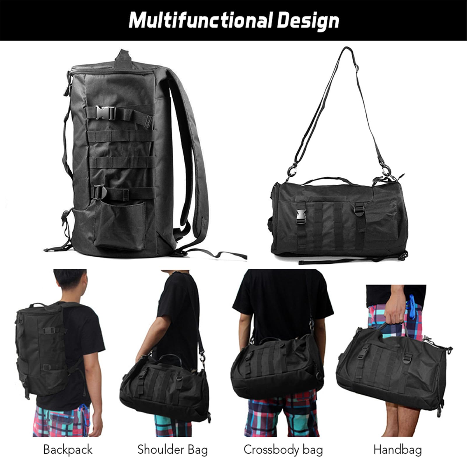HURRISE versatile carry options for shoulder, crossbody, or backpack use