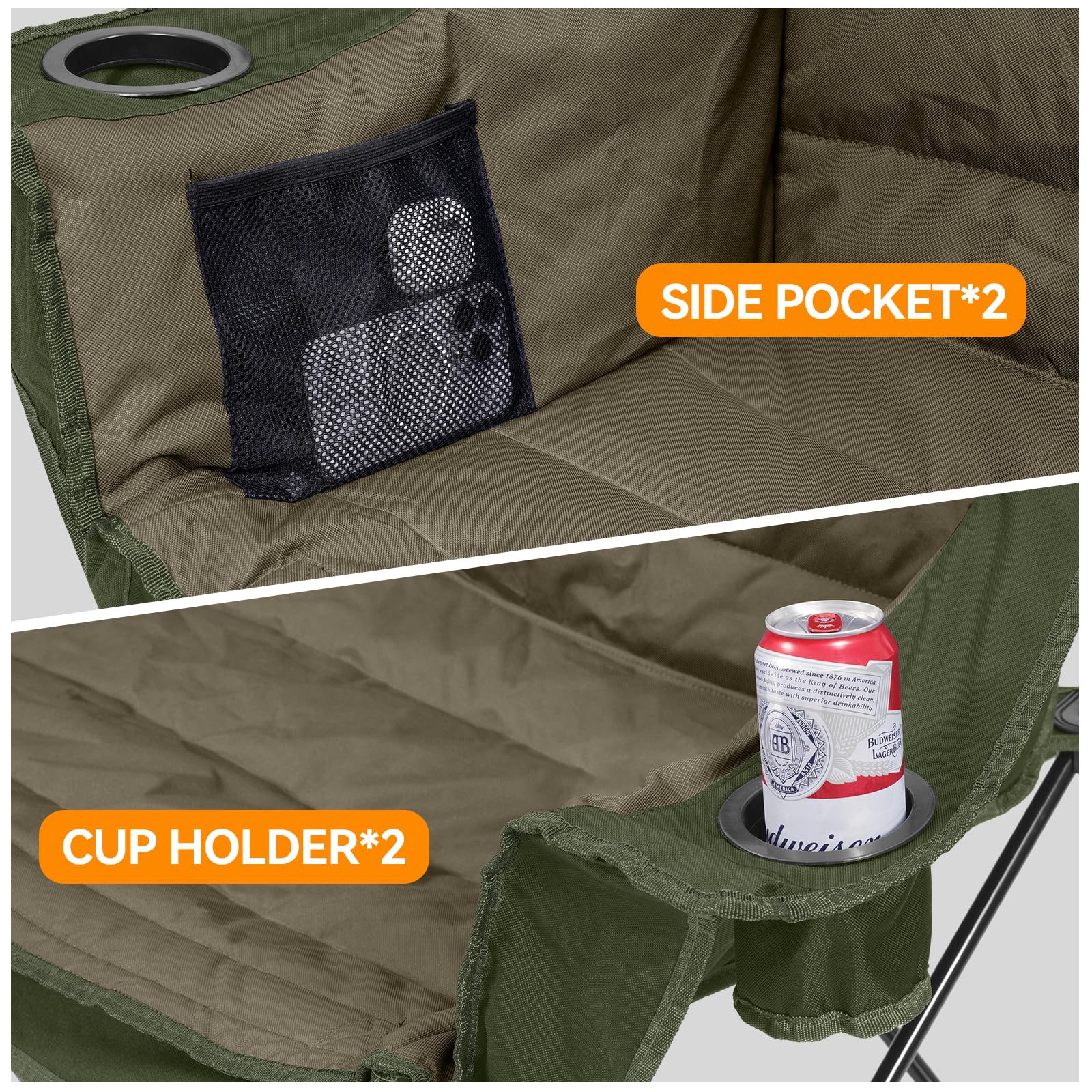 Huskfirm green chair storage pockets keep snacks and gadgets handy