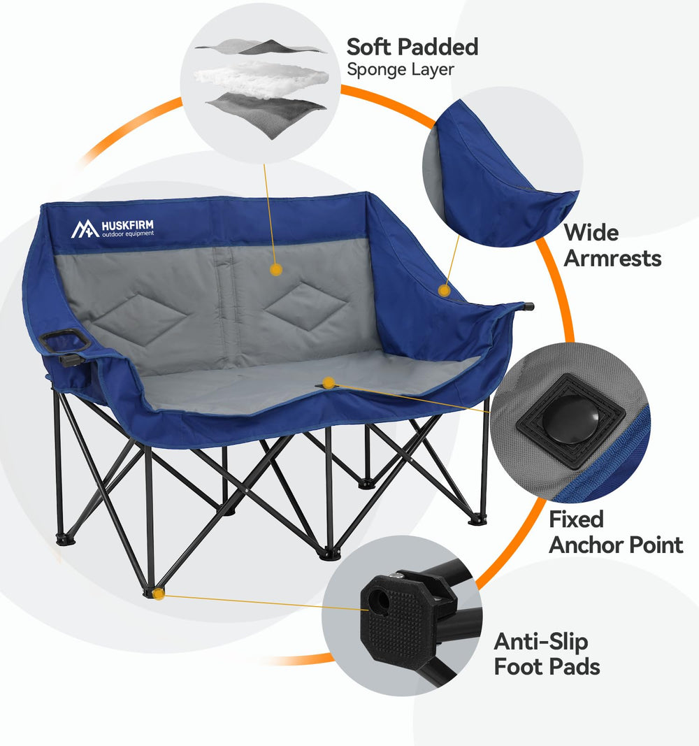Huskfirm anti-slip foot pads keep stable on grass, sand, or patio surfaces.