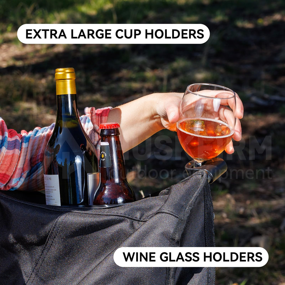 Huskfirm back pockets keep magazines and small gear tucked for clutter-free lounging.